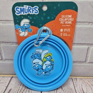 The Smurfs Collapsible Pet Silicone Bowl 25.7oz Silcone Clip On‎